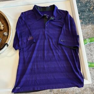 Nike Men's Purple Polo Shirt with Colorado Rockies Logo on Sleeve